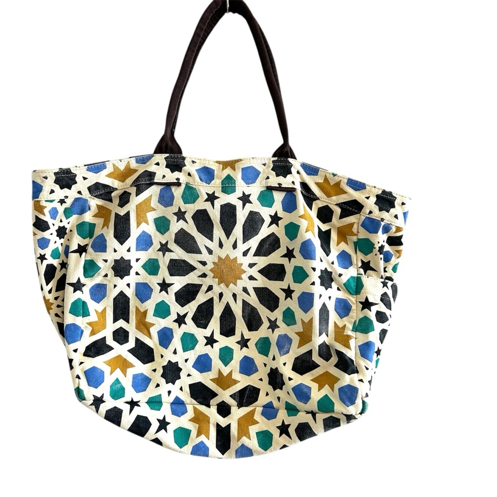 Lulu Dharma Canvas Boho Star Large Market Tote Beach Bag